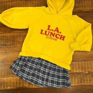 Zara sweatshirt dress with plaid bottom